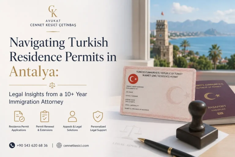 Navigating Turkish residence permits in Antalya with legal guidance from immigration lawyer Avukat Cennet Kesici Çetinbaş.