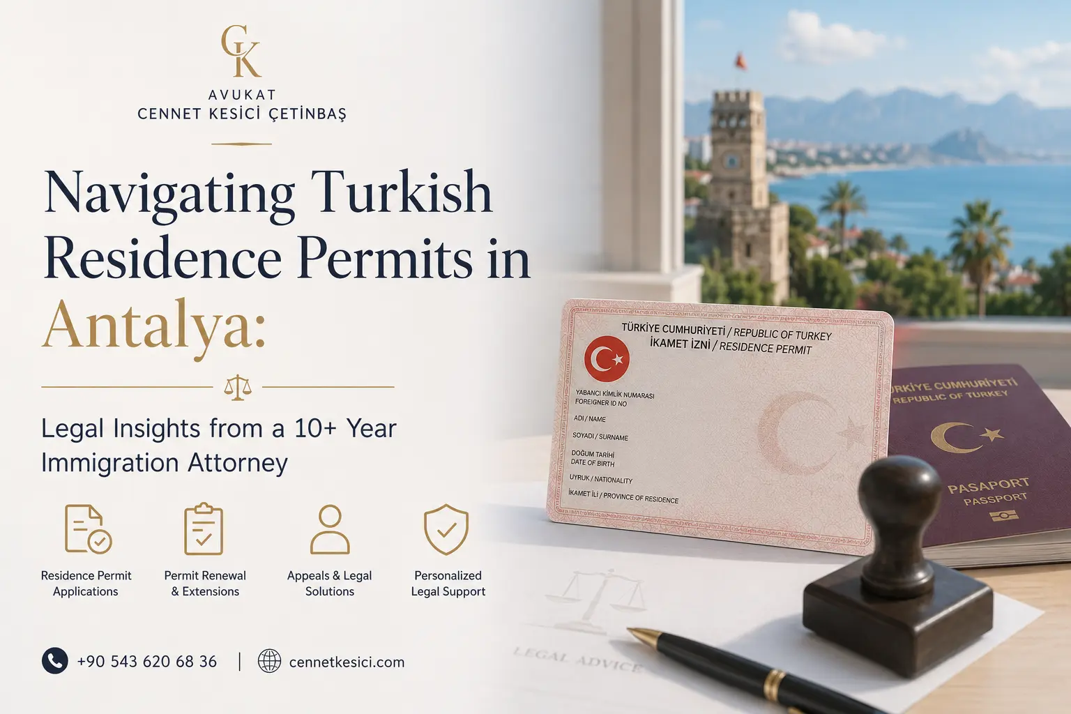 Navigating Turkish residence permits in Antalya with legal guidance from immigration lawyer Avukat Cennet Kesici Çetinbaş.