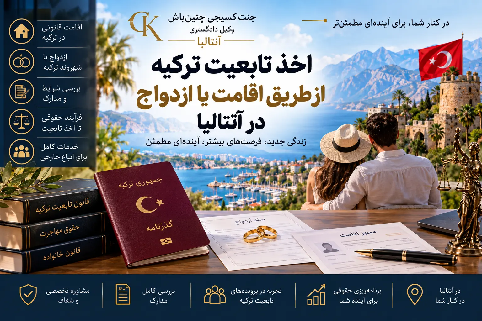 تابعیت ترکیه از طریق اقامت یا ازدواج در آنتالیا