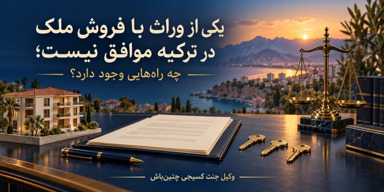 مخالفت وارث با فروش ملک در ترکیه؛ تصویر ملک، سه کلید و ترازوی عدالت با نام وکیل جنت کسیجی چتین‌باش